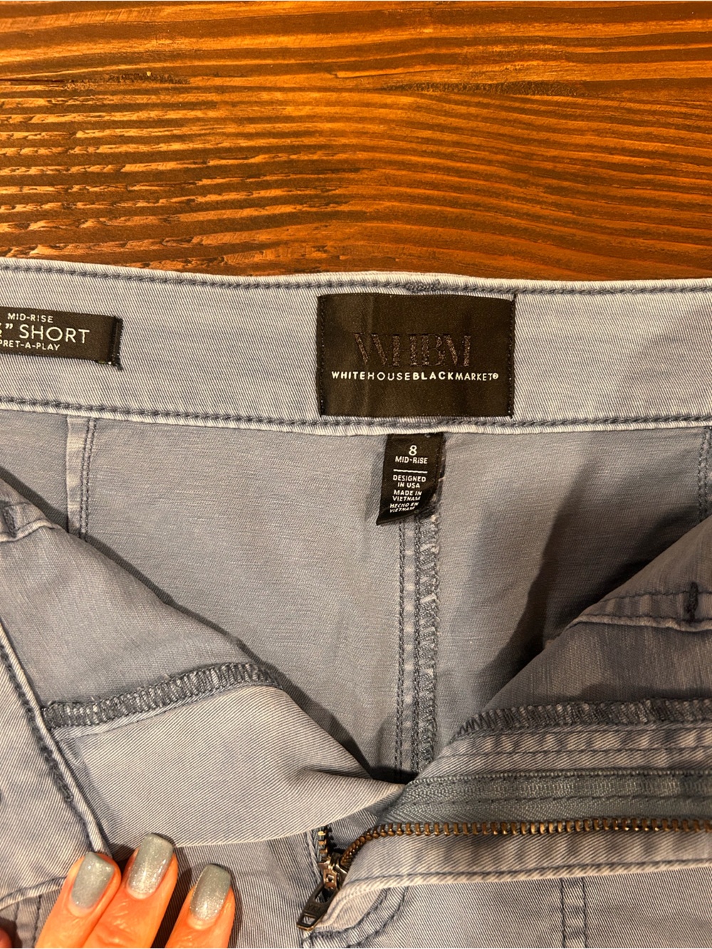 White House Black Market Light Blue Mid-Rise Shorts